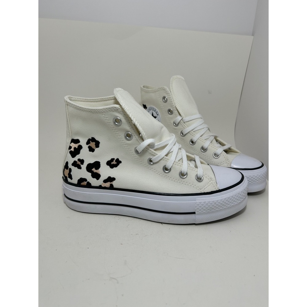 Converse Chuck Taylor All Star Lift Hi Leopard Print Platform Sneakers A14936C - Picture 6 of 10